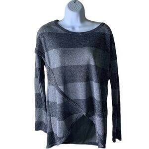 Intimissimi Tops Womens M Long Sleeve Metallic Asymmetrical Knit Sweater Striped